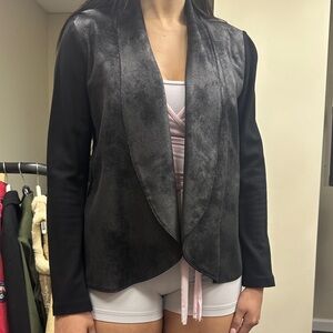 Velvet Black Open-Front Faux Suede Blazer